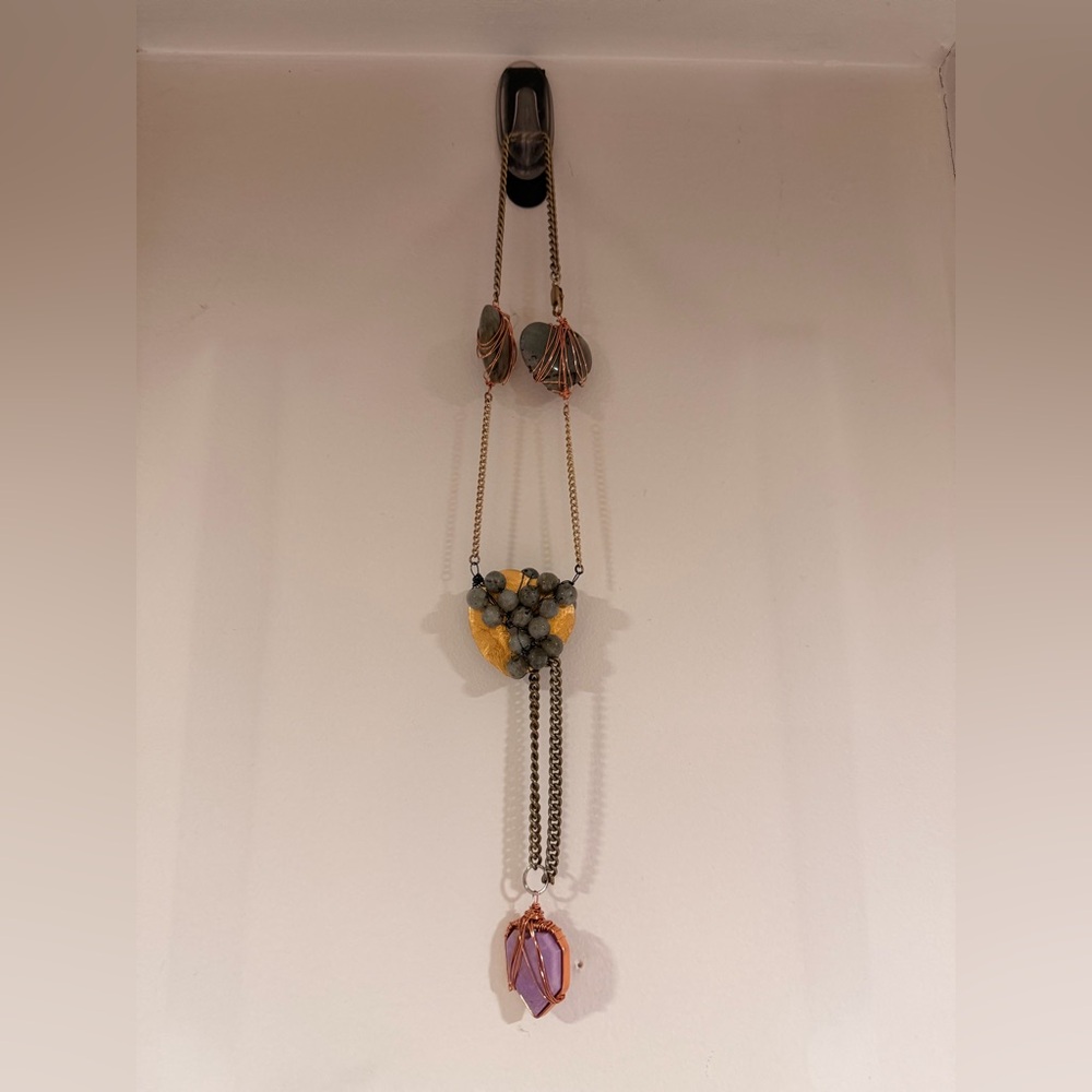 Labradorite & Phosphosiderite Window Dangle